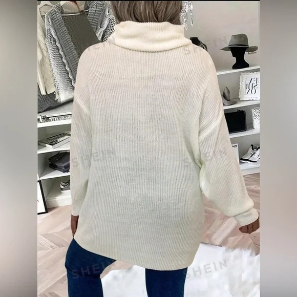 Shein Curve Turtleneck Loose Knit Sweater - Picture 2 of 6